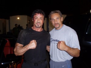 with Sylvester Stallone during 'Expendables' shoot.